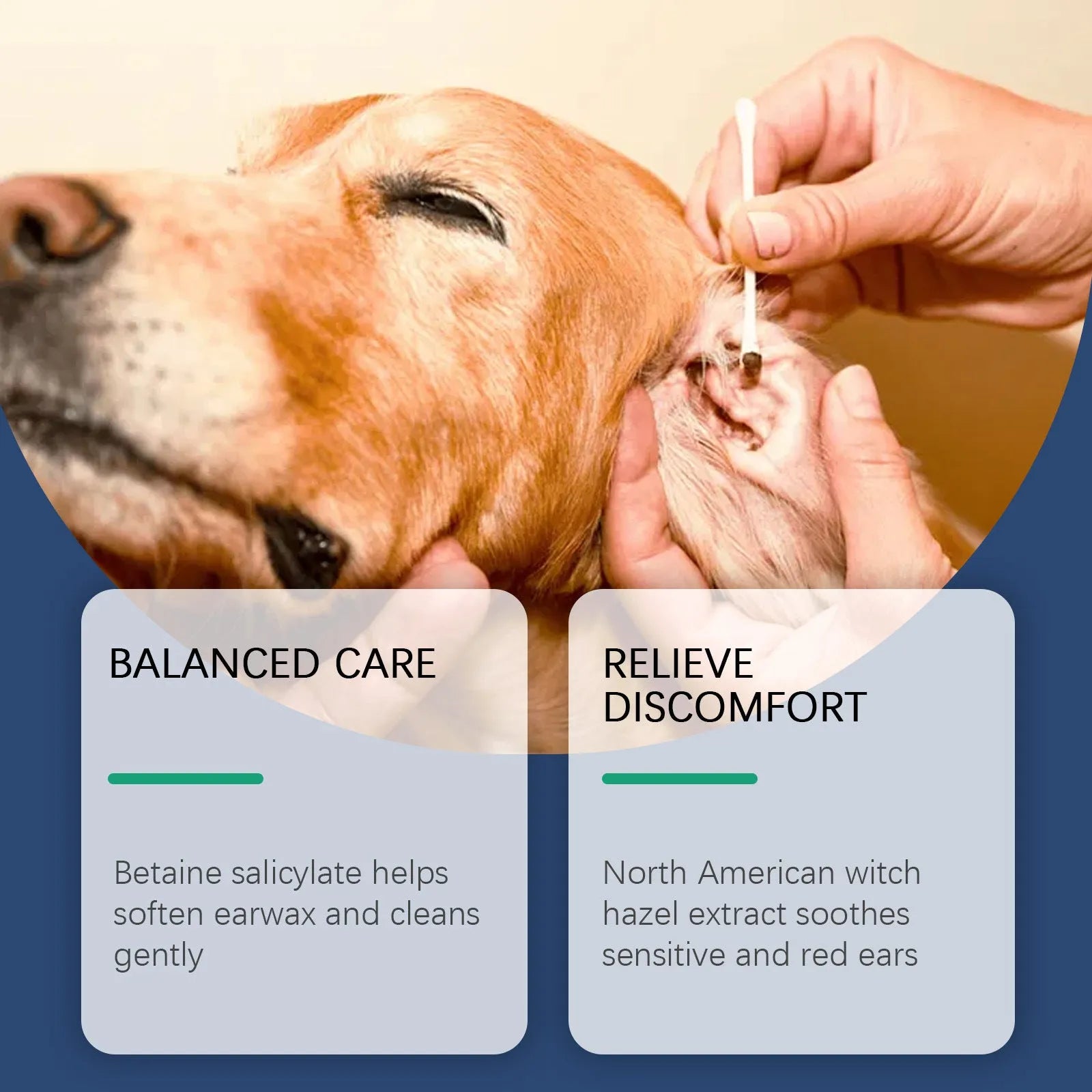 100ml bottle of gentle ear cleaning solution for dogs and cats.