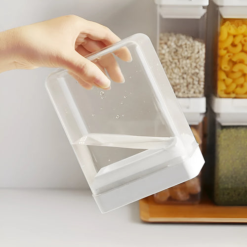 White transparent plastic 400ml storage container with airtight lid for grains