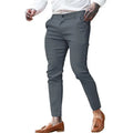 Men's slim fit cotton twill pencil trousers in various solid colours showing stretch fabric and zip fly detail