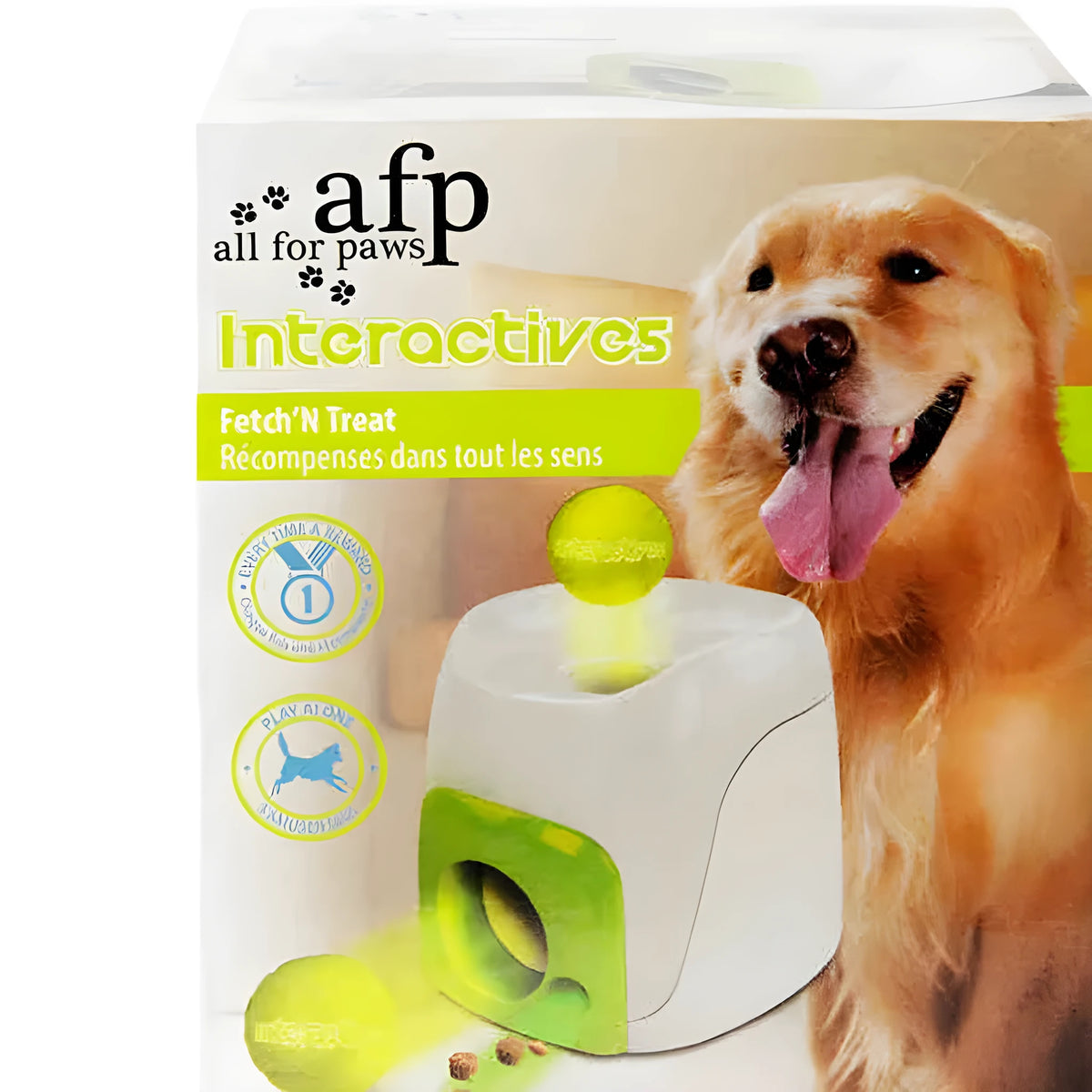 Dog tennis food award machine made of ABS plastic in compact 20x20x18cm size with tennis ball