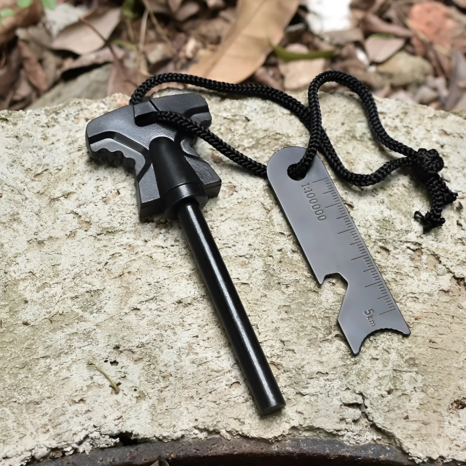 Stainless steel butterfly-shaped outdoor fire starter tool with integrated bottle opener and blade