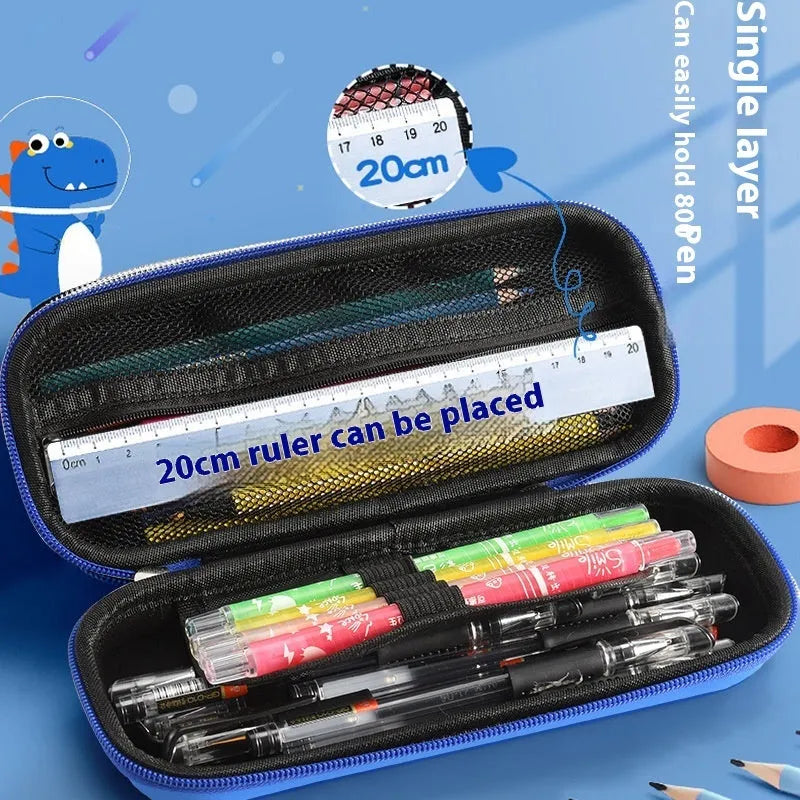 3D leather pencil case with embossed astronaut rocket pattern on surface