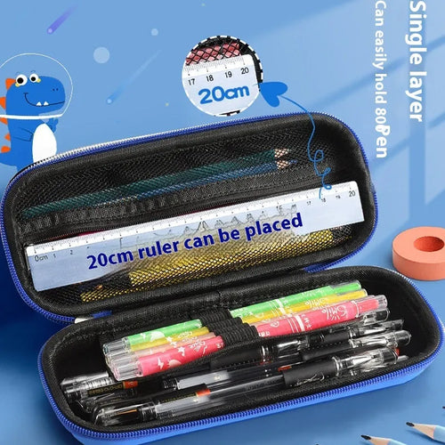 3D leather pencil case with embossed astronaut rocket pattern on surface