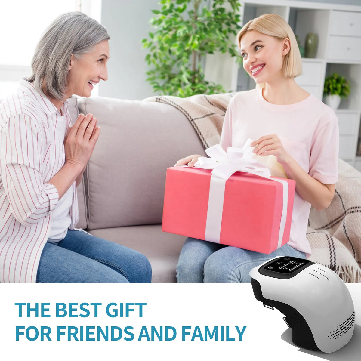 Intelligent electric knee massager in white colour for knee physiotherapy and pain relief