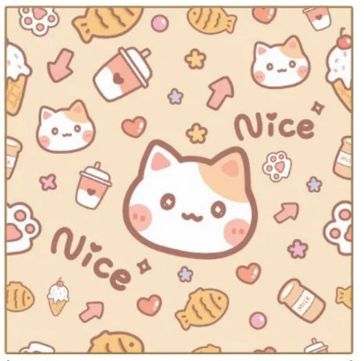 Colourful cartoon cat print nylon cosmetic bag shown in blue puppy design, available in three sizes.