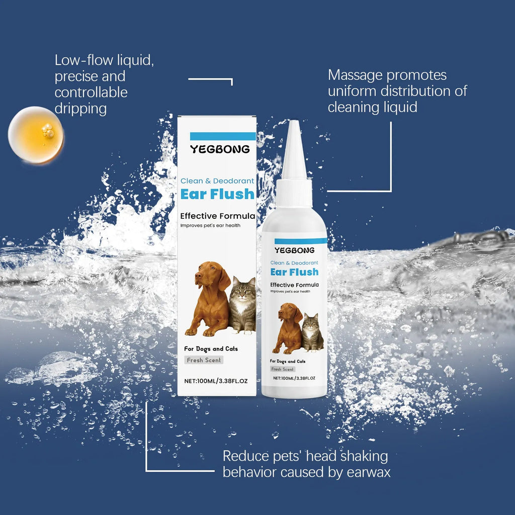 100ml bottle of gentle ear cleaning solution for dogs and cats.