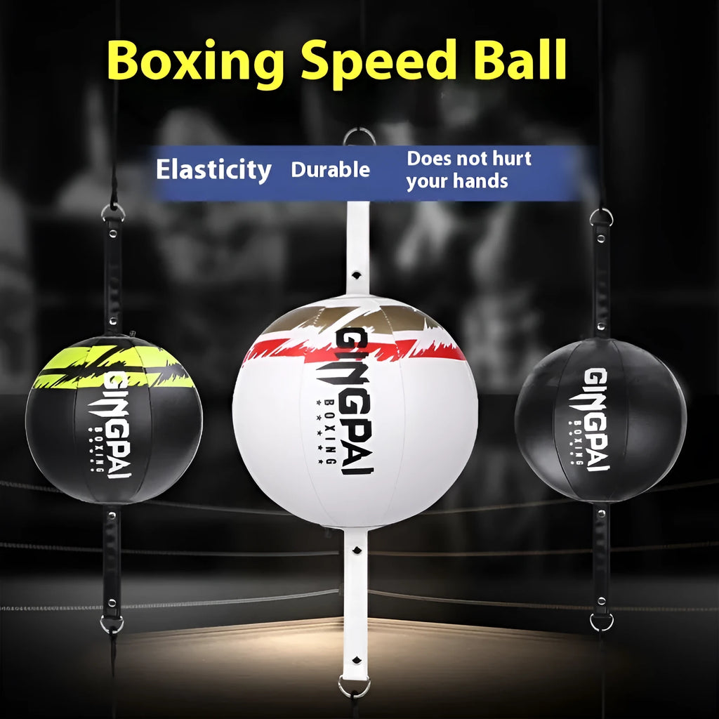 Black hanging boxing speed ball for reaction and dodge training with PU construction