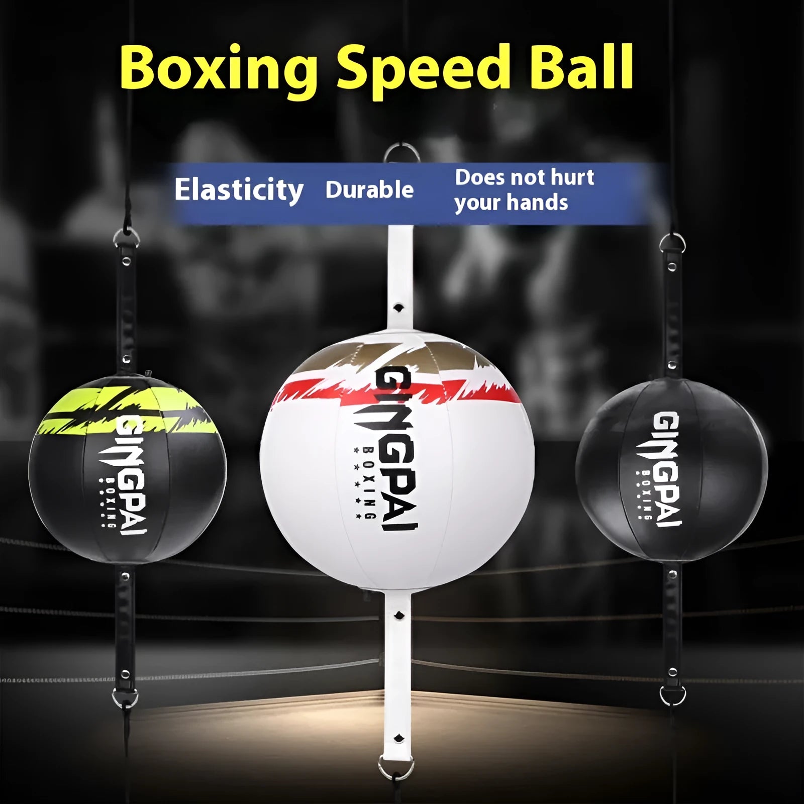 Black hanging boxing speed ball for reaction and dodge training with PU construction