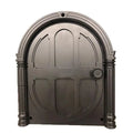 White plastic cat dog door with minimalist design on a black background