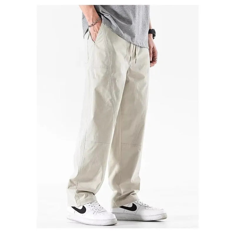 Cotton wide-leg casual trousers in black and milky white with an antibacterial finish.