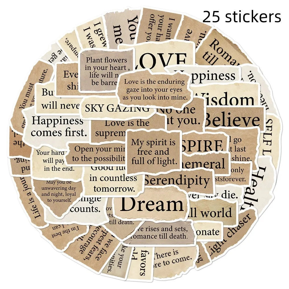 Torn English decorative PVC stickers with waterproof printing for laptops and notebooks