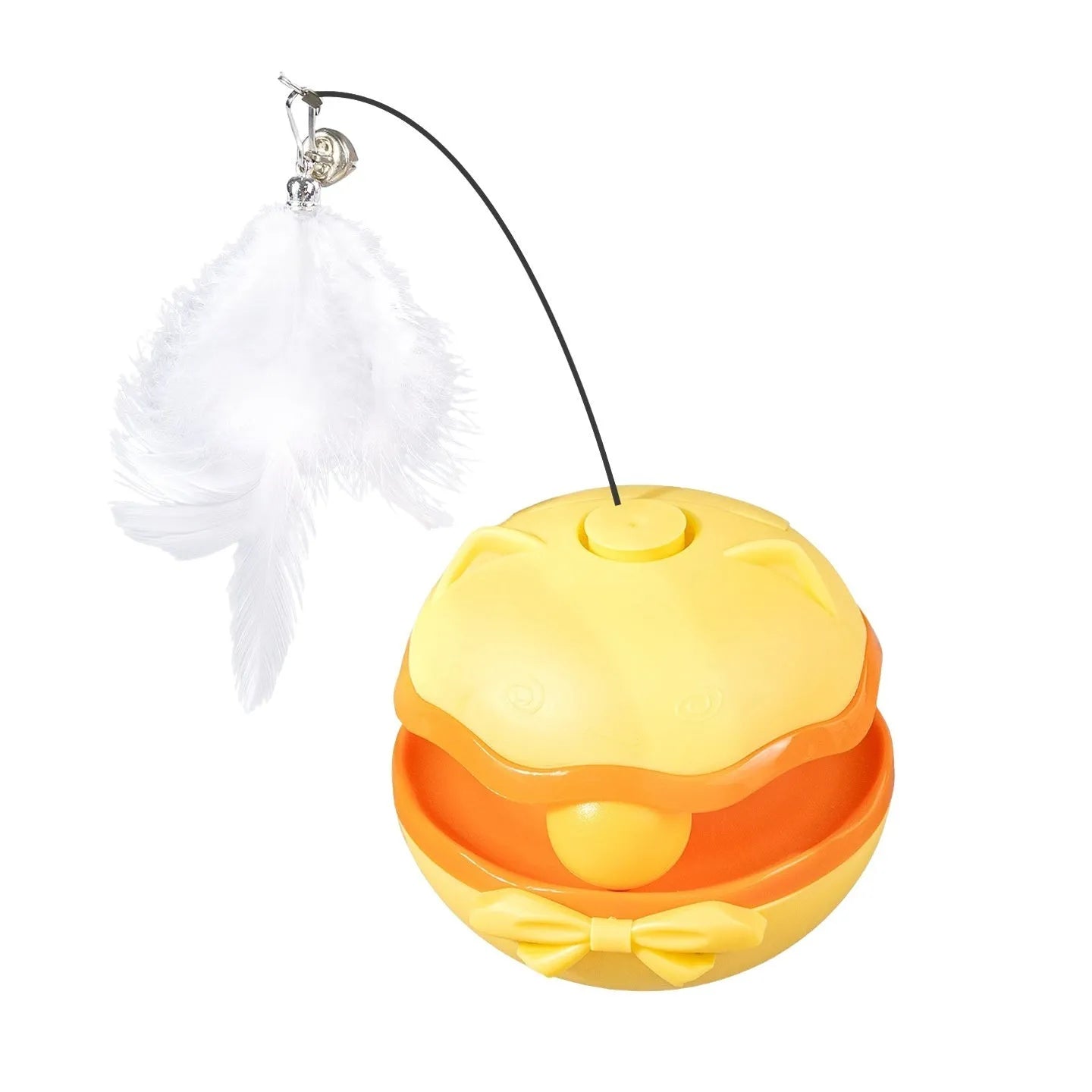 Electric tumbling cat teaser toy in lemon yellow colour with motion sensor activation
