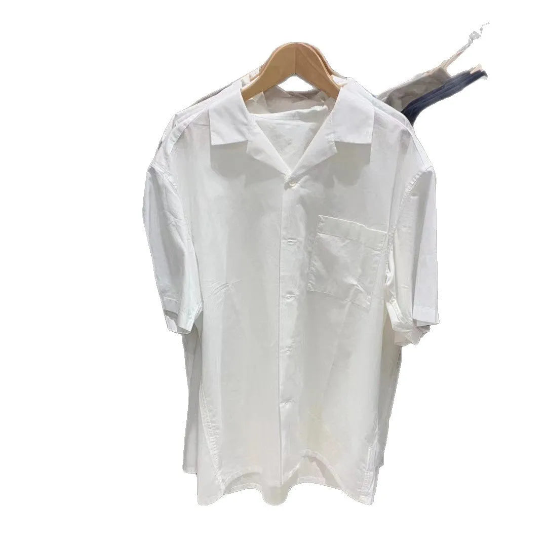 Men's modal cotton open collar shirt in beige colour with cardigan collar design
