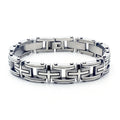 Classic segment men's titanium steel bracelet polished steel colour geometric shape