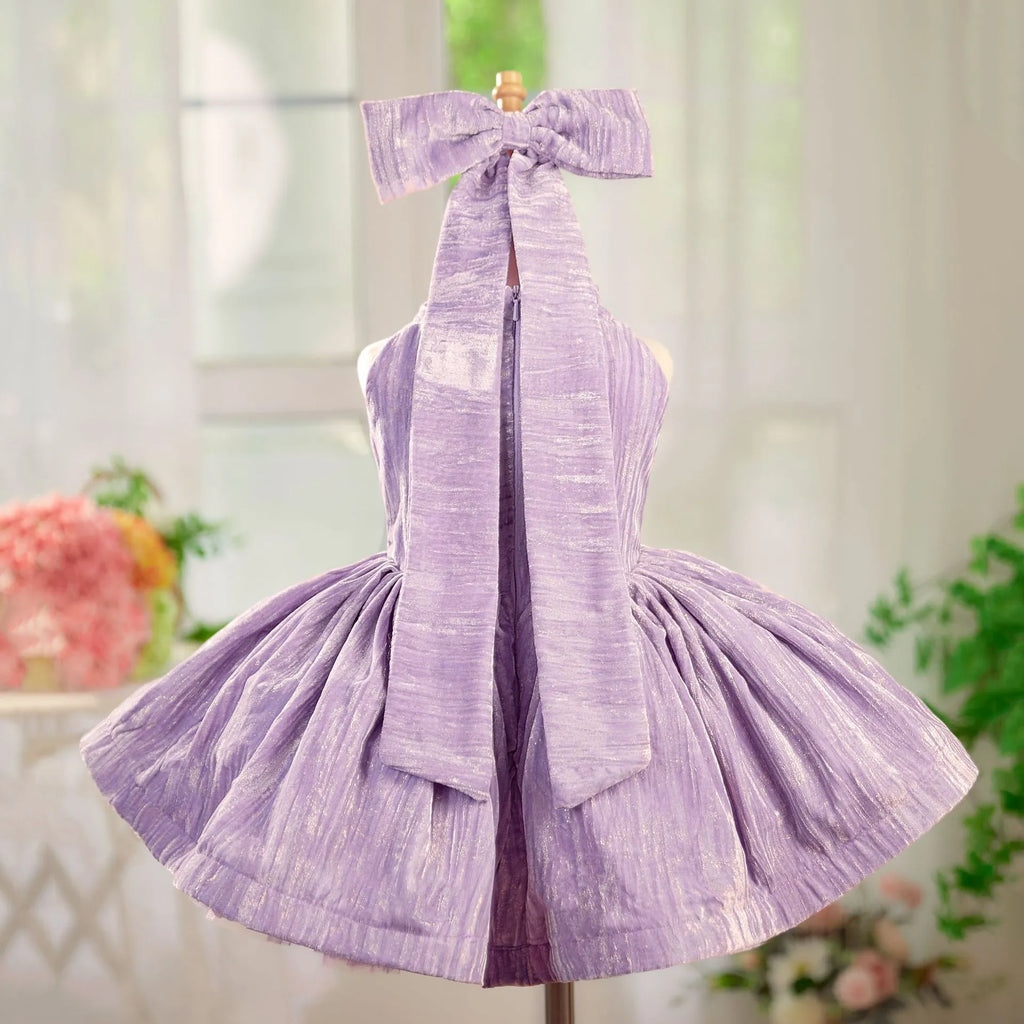 Girls' dream purple velvet princess dress with full skirt, polyester fabric, available in sizes 80cm to 160cm