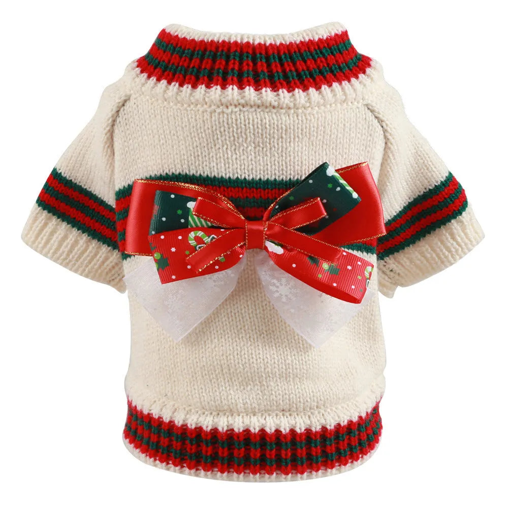Red Christmas jumper for small dog with festive holiday design and lightweight polyester construction