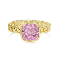 Silver S925 ring with fat square ice flower cut blue diamond, chain band, available in multiple sizes and colours