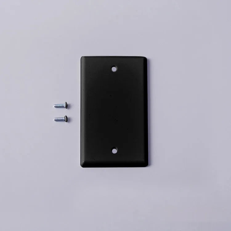 Black plastic wall-mounted socket panel for American standard outlets with surface shell design
