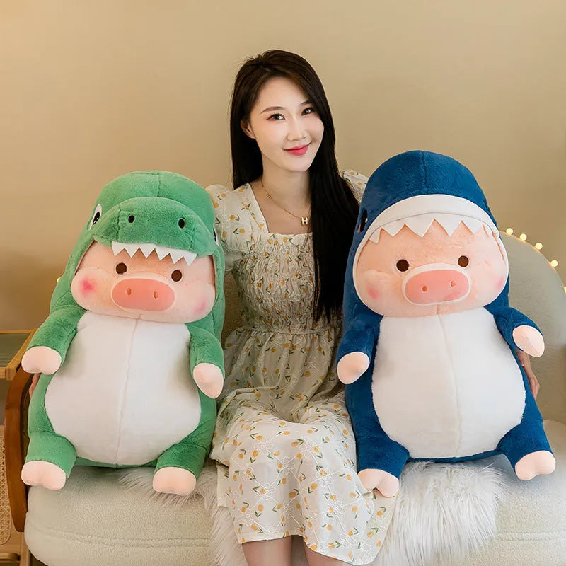 Adorkable Transformation Pig Plush Toy in Dinosaur Style with soft fabric, 33cm height