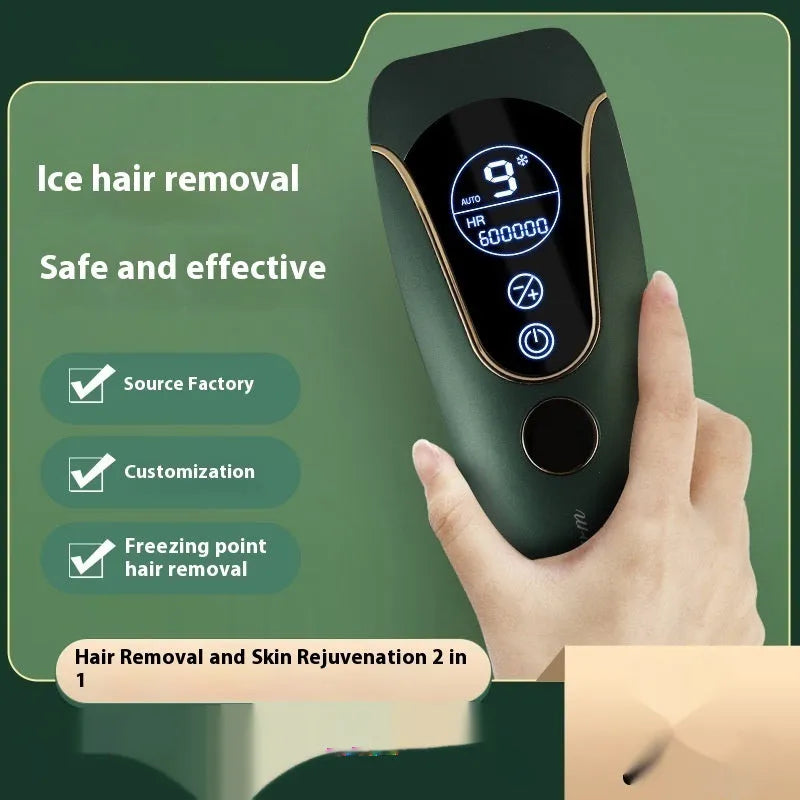 Freezing point hair removal device in sundial white, green or pink colour for body, face and leg hair removal