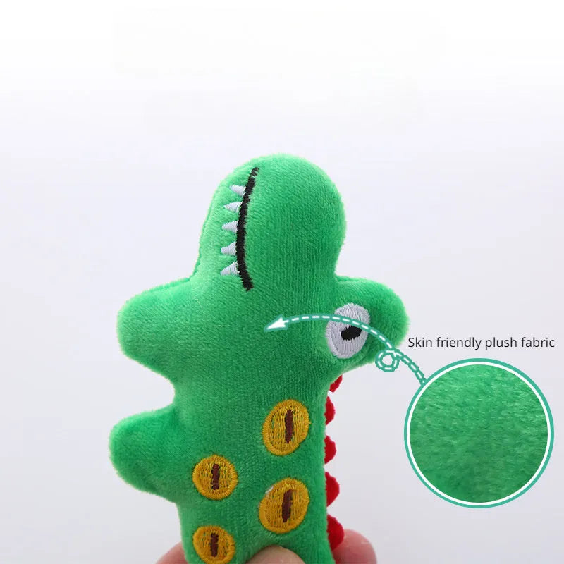 Plush cat toy shaped like a cow, crocodile, or parrot with catnip filling for interactive feline play