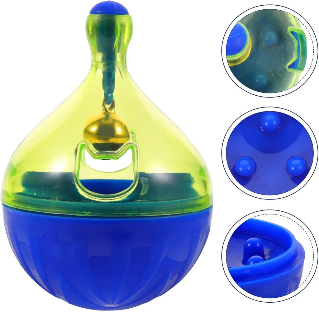 Tumbler-shaped pet treat dispenser toy for dogs and cats with interactive food release mechanism