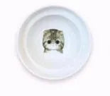 Ceramic cat bowl holder with raised rack in grey cat colour
