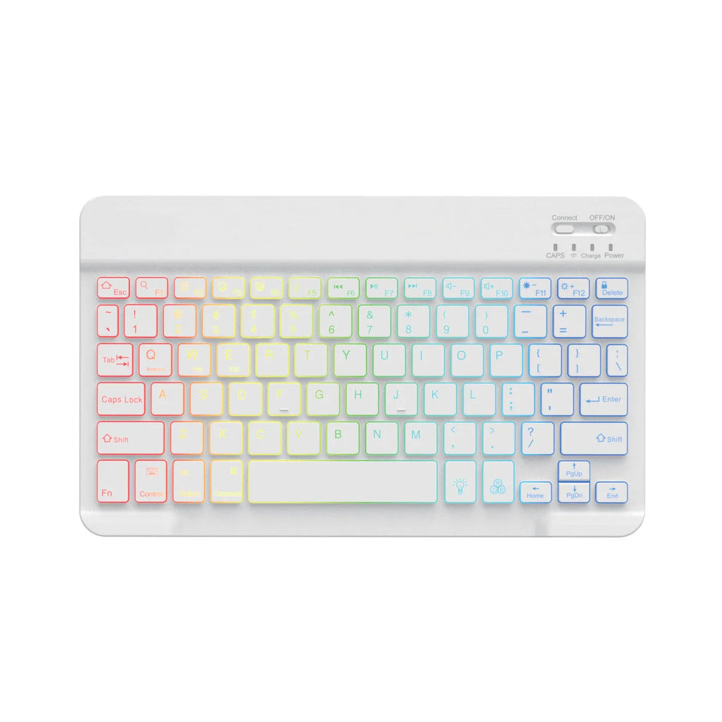 10-inch colourful backlit Bluetooth wireless keyboard for tablets in various colour options