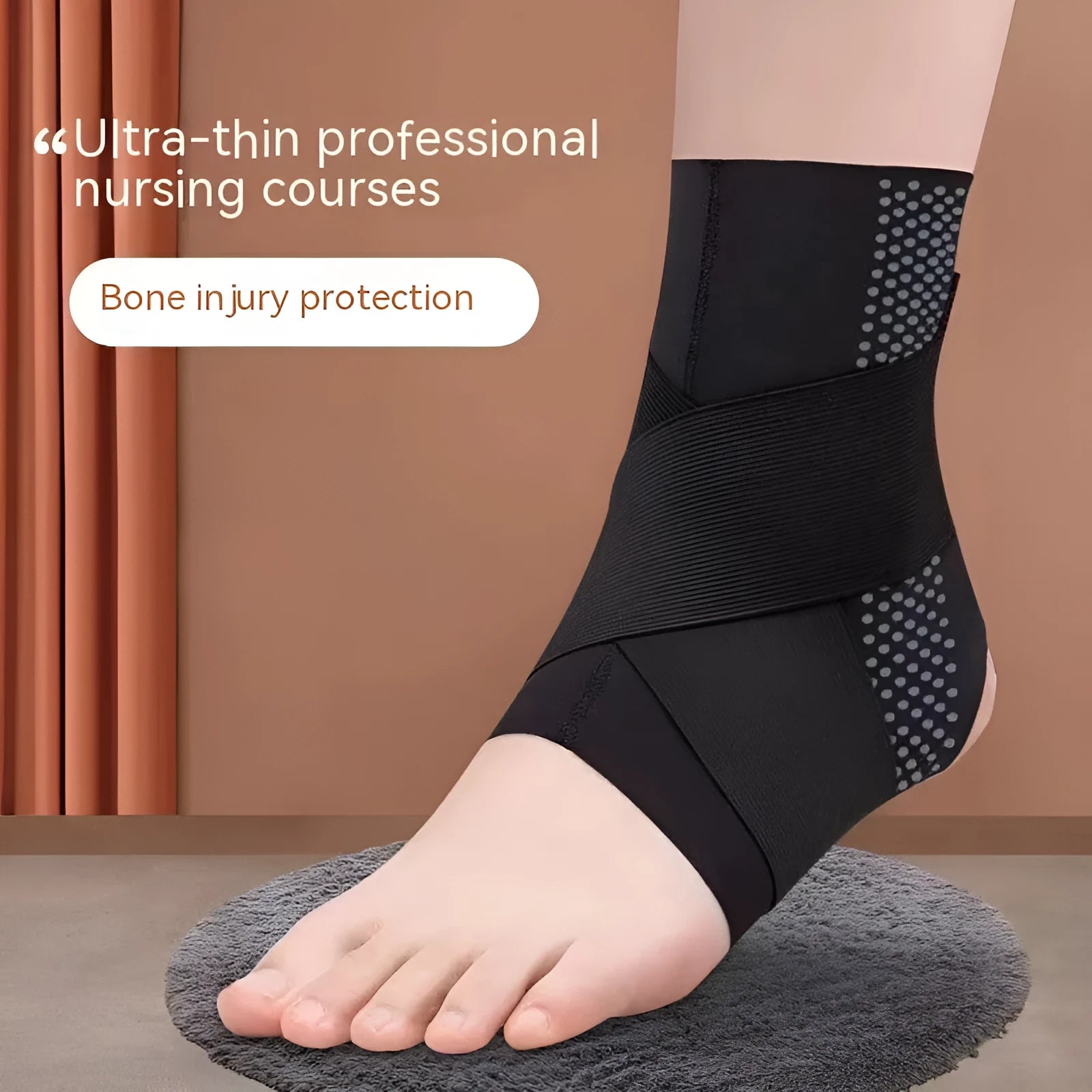 Adult ankle support brace in Lycra fabric with anti-kick design for sports protection