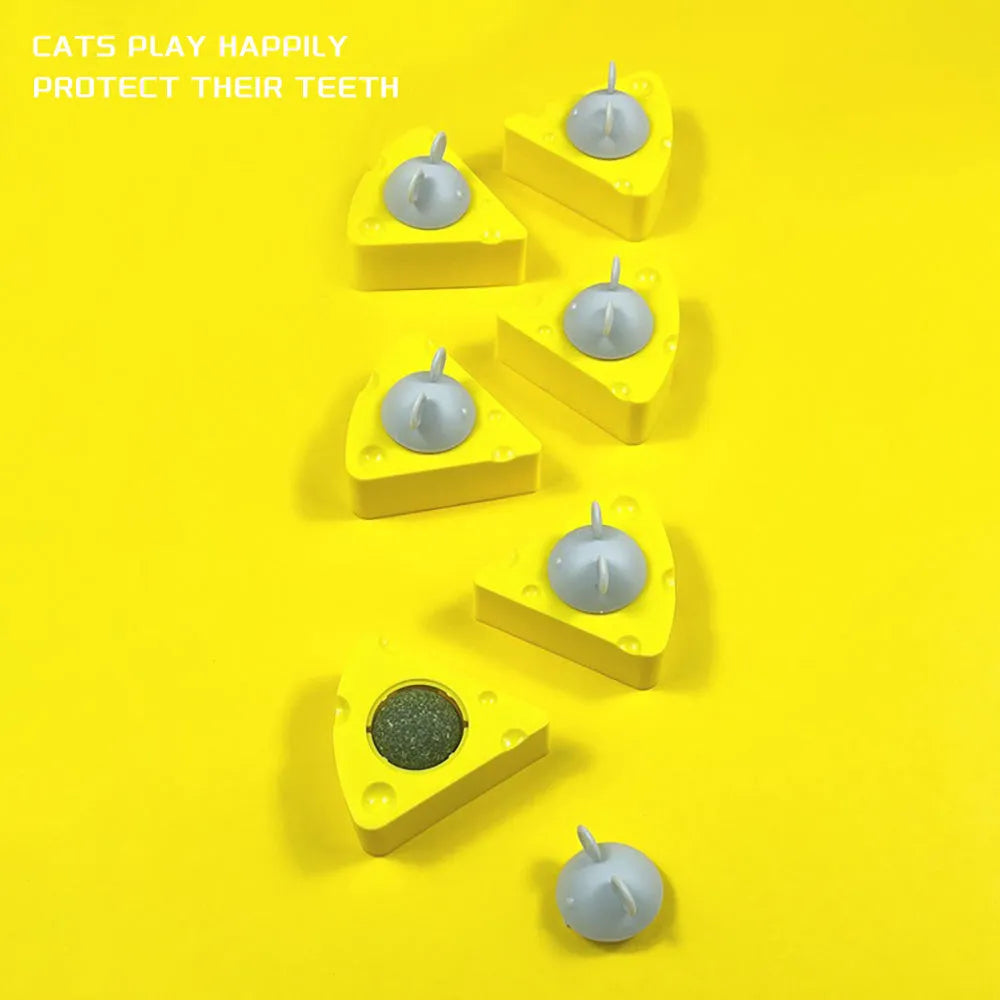 Yellow catnip toy balls with natural silvervine and cheese flavour for cat teeth cleaning