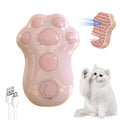 Self-cleaning cat steam brush with blue silicone bristles and release button for pet grooming