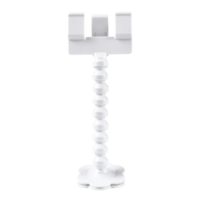 Black plastic pet photography clip tool holding mobile phone with snack grip attachment