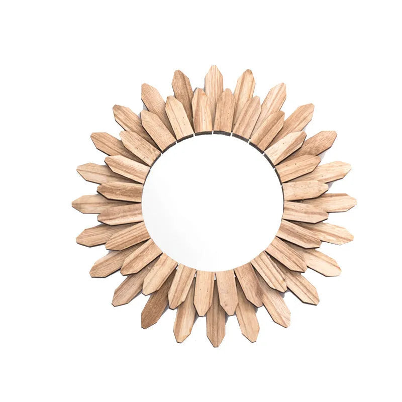 European-style solid wood wall hanging mirror in baked colour finish