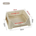 Large stainless steel mesh dog restroom toilet with PP tray, beige colour, 15mm spacing