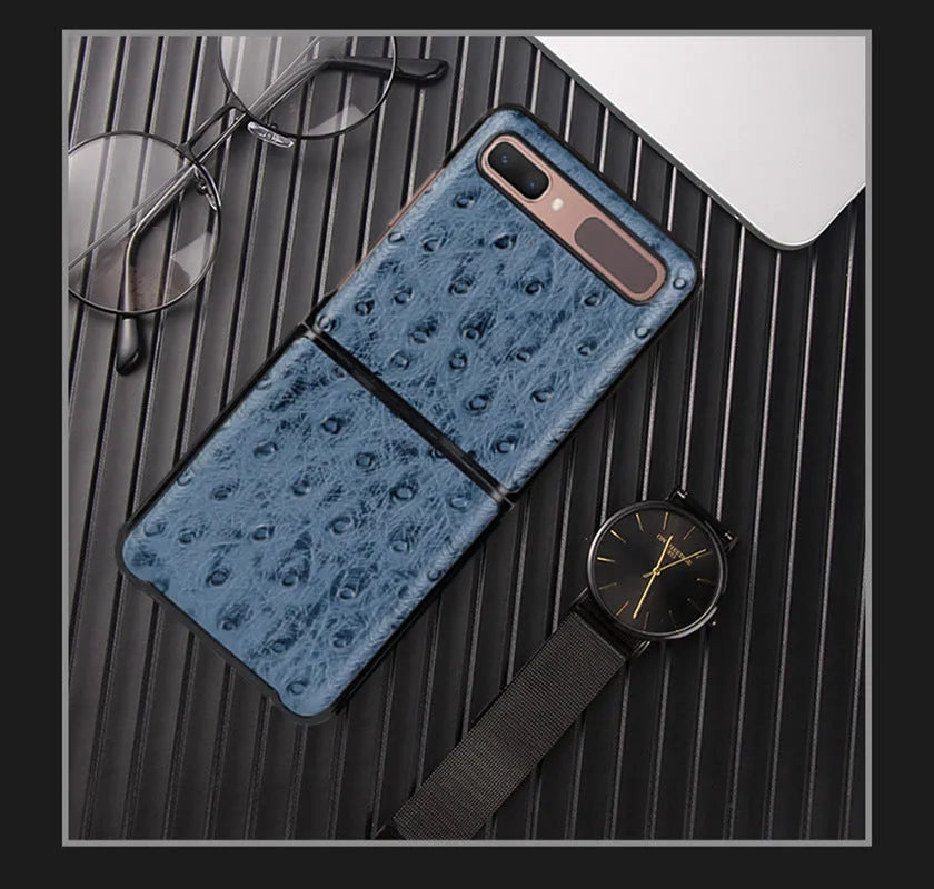 Camel pattern brown leather flip case for Samsung Galaxy Z Flip, with fold-over cover