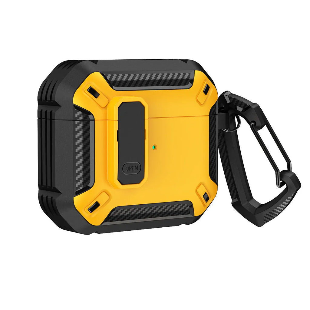 Plastic clamshell protective case with hook for Apple AirPods in two-tone colour options