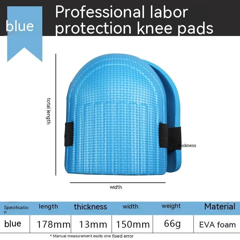 A pair of foam kneepads in four colour options: black, blue, green, and pink.