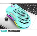 BM600 wireless gaming mouse with luminous charging and hollow-out design in black, cyan or white colours