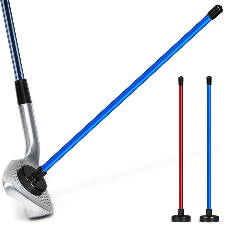 Red and blue aluminium golf swing trainer with magnetic direction baseball bar for alignment practice