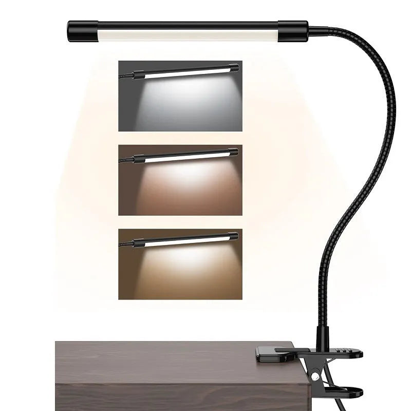 Black or white 26cm long USB-powered LED desk lamp for study desks.