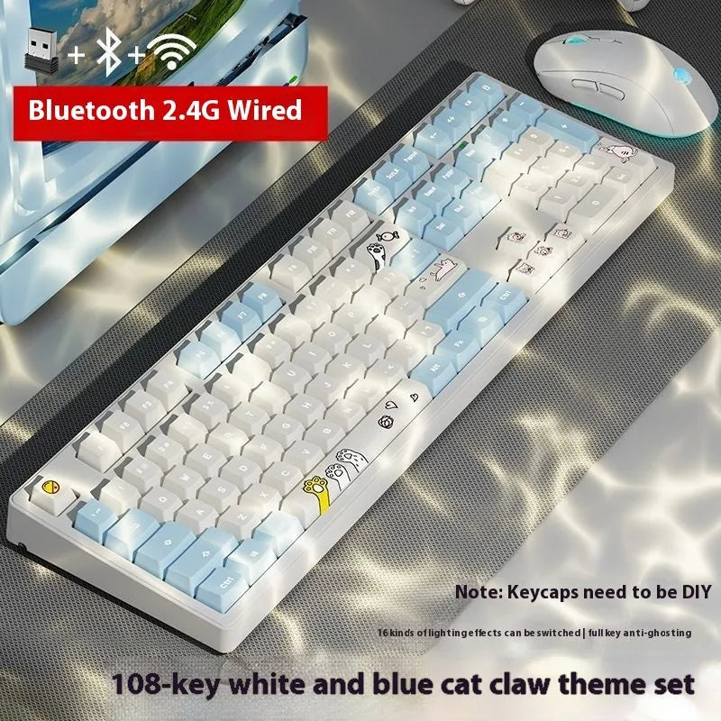 Wireless mechanical keyboard with three connectivity modes in black, white, or pink colour options