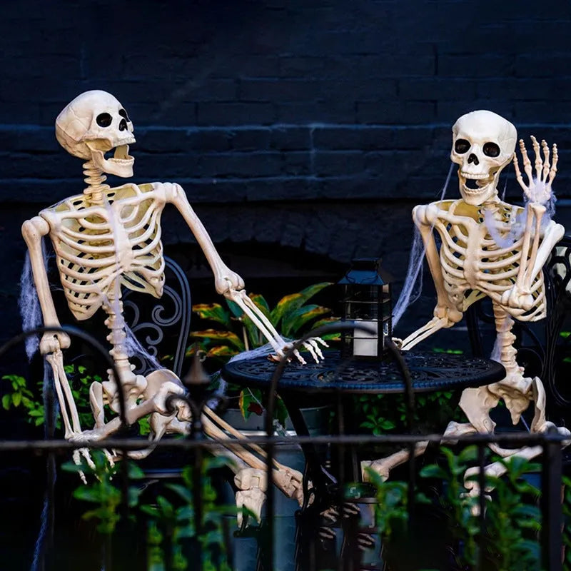 90cm tall plastic Halloween skeleton with movable joints posed standing