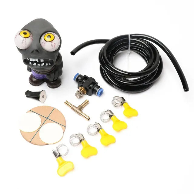 Turbo car decompress ornament kit with doll, pressure valve, copper tube and installation components