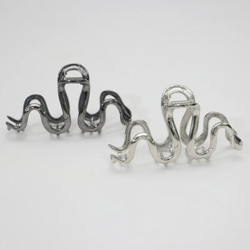 Slytherin serpentine metal hair clip 10.5cm in silver or gun black colour