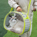 Large transparent cat carrier backpack in hard EVA material showing space capsule design