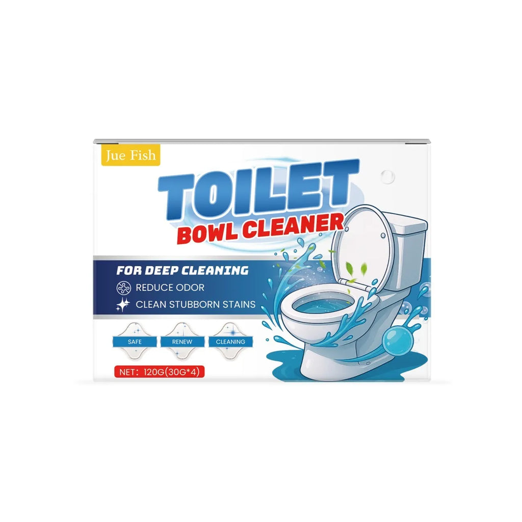 Toilet cleaning powder in four individual 30g sachets for removing stains and odour.