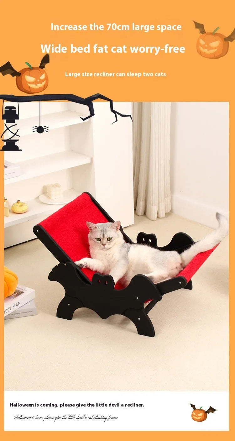 Wooden cat lounge chair MW-054 in black and red colours