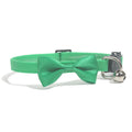 Adjustable nylon cat collar with bell in striped pattern showing multiple colour options