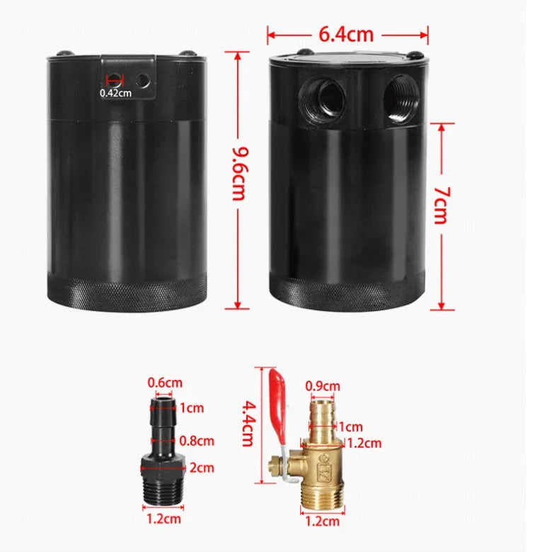 Aluminium automotive machine oil pot with two-hole design in black or silver finish