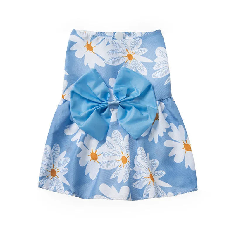 Ultra-thin floral butterfly bow pet dress for dogs and cats in summer colours
